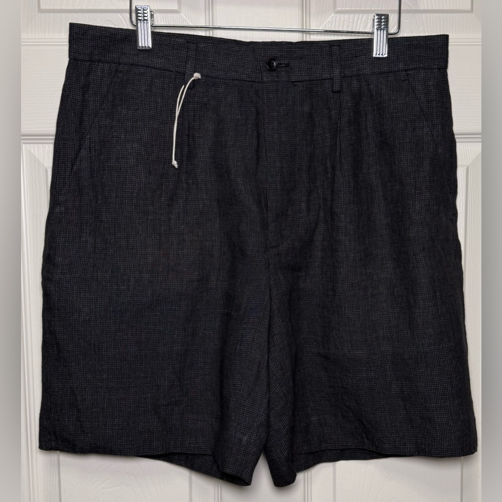 NWOT Zara Charcoal Flat Front Men's Linen Shorts